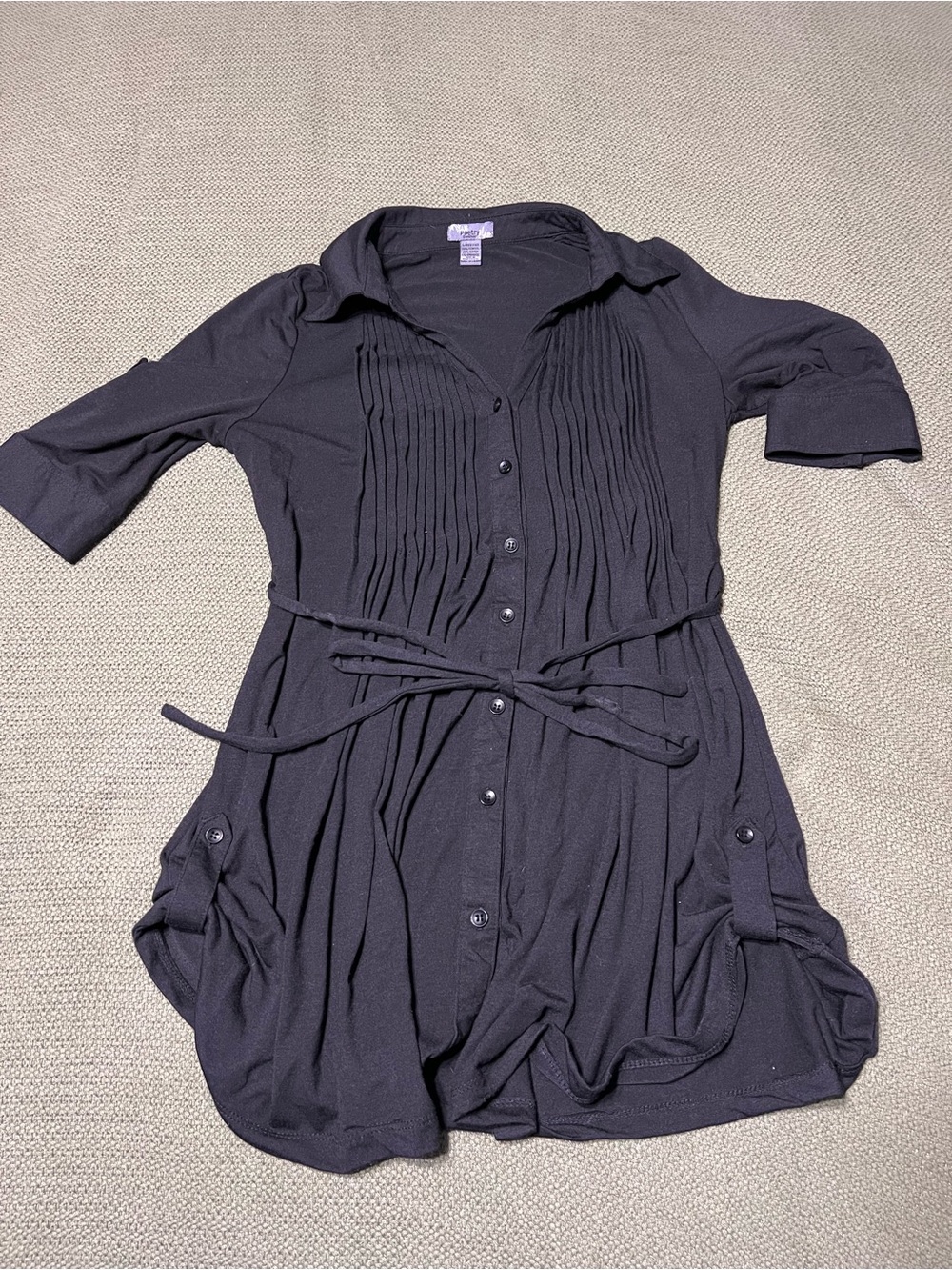 Poetry Black Button-Front Tunic with Belt
